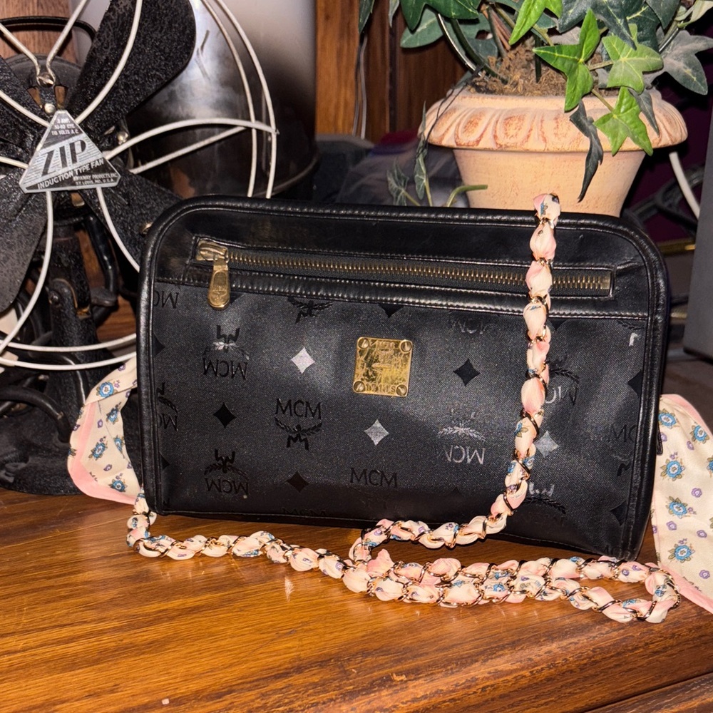 MCM Clutch Bag/ crossbody Visetos Pattern Black